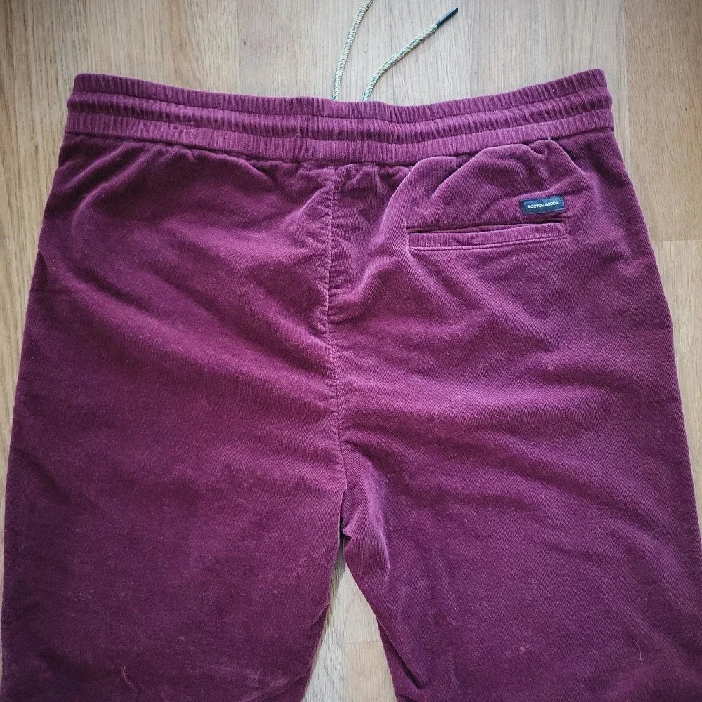 Scotch & Soda Corduroy Pants Mens XL Burgundy Purple Drawstring Trousers Casual‎